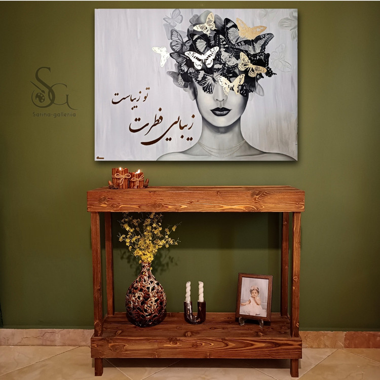 تابلو نقاشی دکوراتیو پرتره زن ۷۰ در ۹۰ تمام کار دست