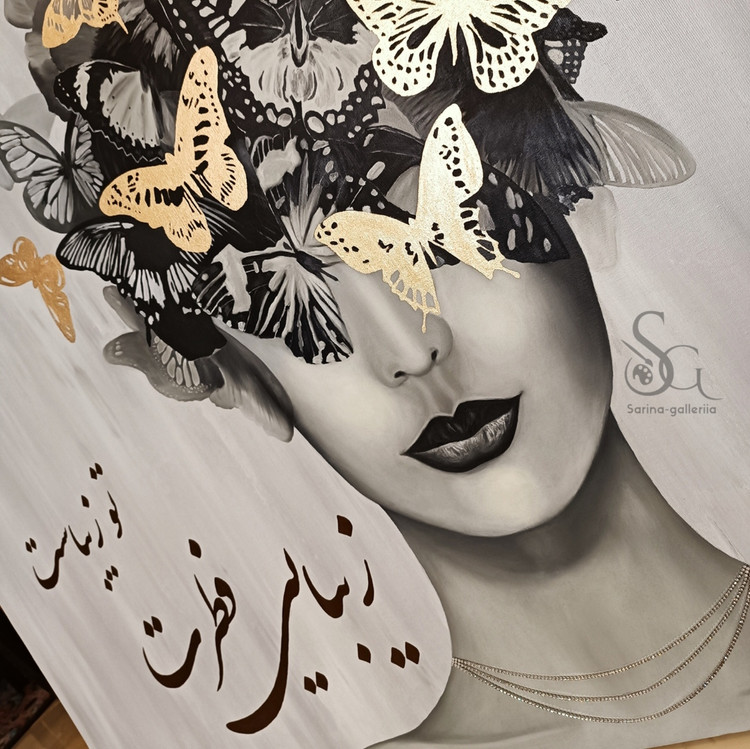 تابلو نقاشی دکوراتیو پرتره زن ۷۰ در ۹۰ تمام کار دست
