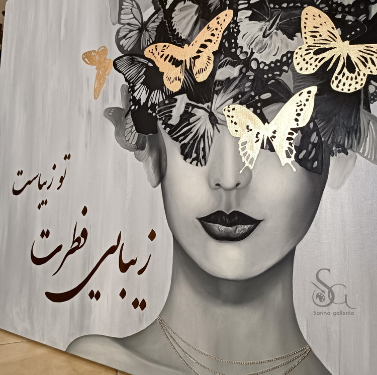 تابلو نقاشی دکوراتیو پرتره زن ۷۰ در ۹۰ تمام کار دست