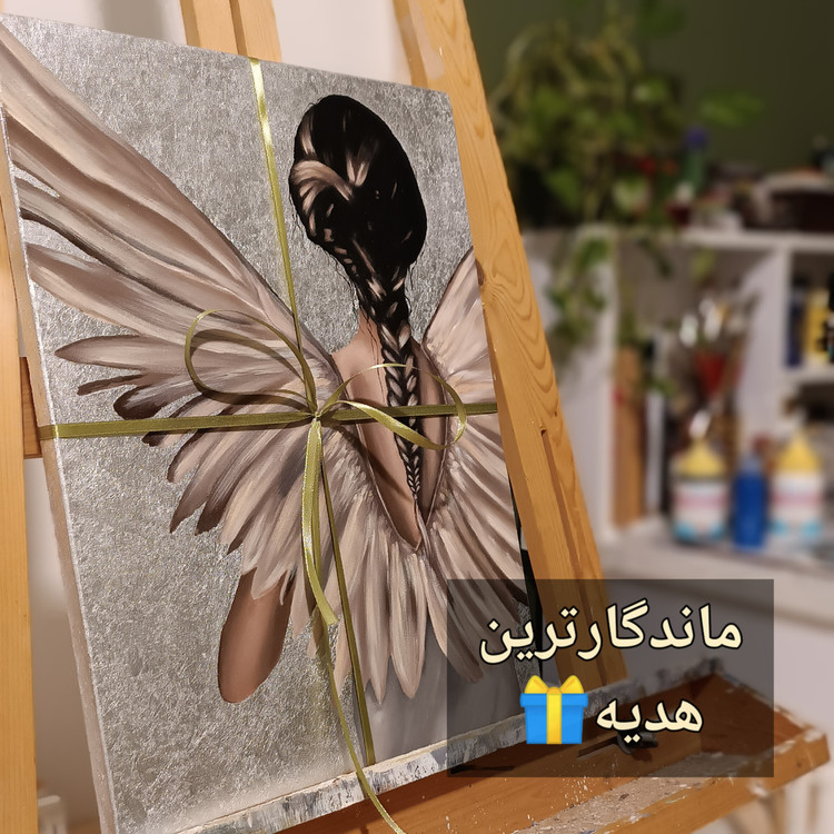 تابلو نقاشی فرشته ۳۰ در ۴۰ مناسب هدیه تمام کار دست