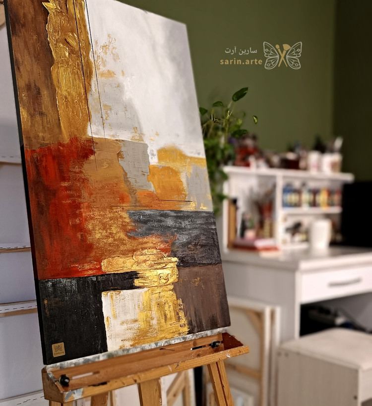 تابلو نقاشی آبستره برجسته ۶۰ در ۱۰۰ تمام کار دست