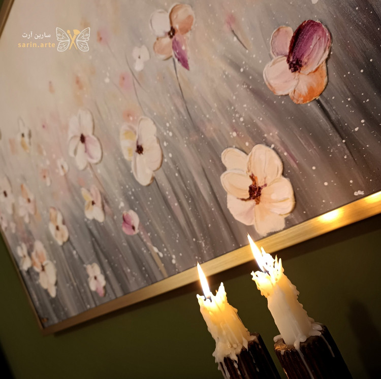 تابلو نقاشی دکوراتیو گل برجسته ۶۰ در ۱۲۰ تمام کار دست