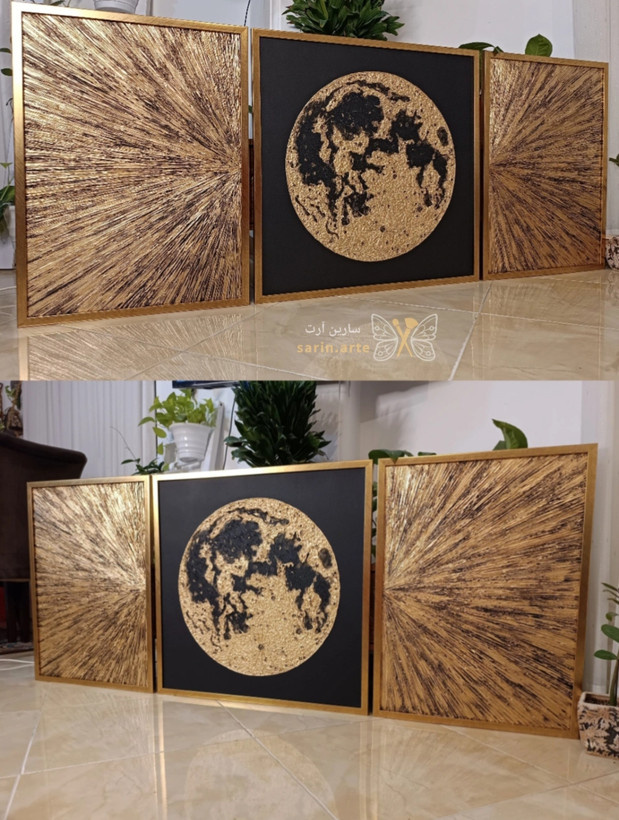 تابلو نقاشی مدرن برجسته طرح ماه تمام کار دست