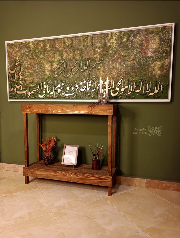 تابلو پتینه کالیگرافی برجسته ابعاد ۶۰ در ۱۳۰ تمام کار دست